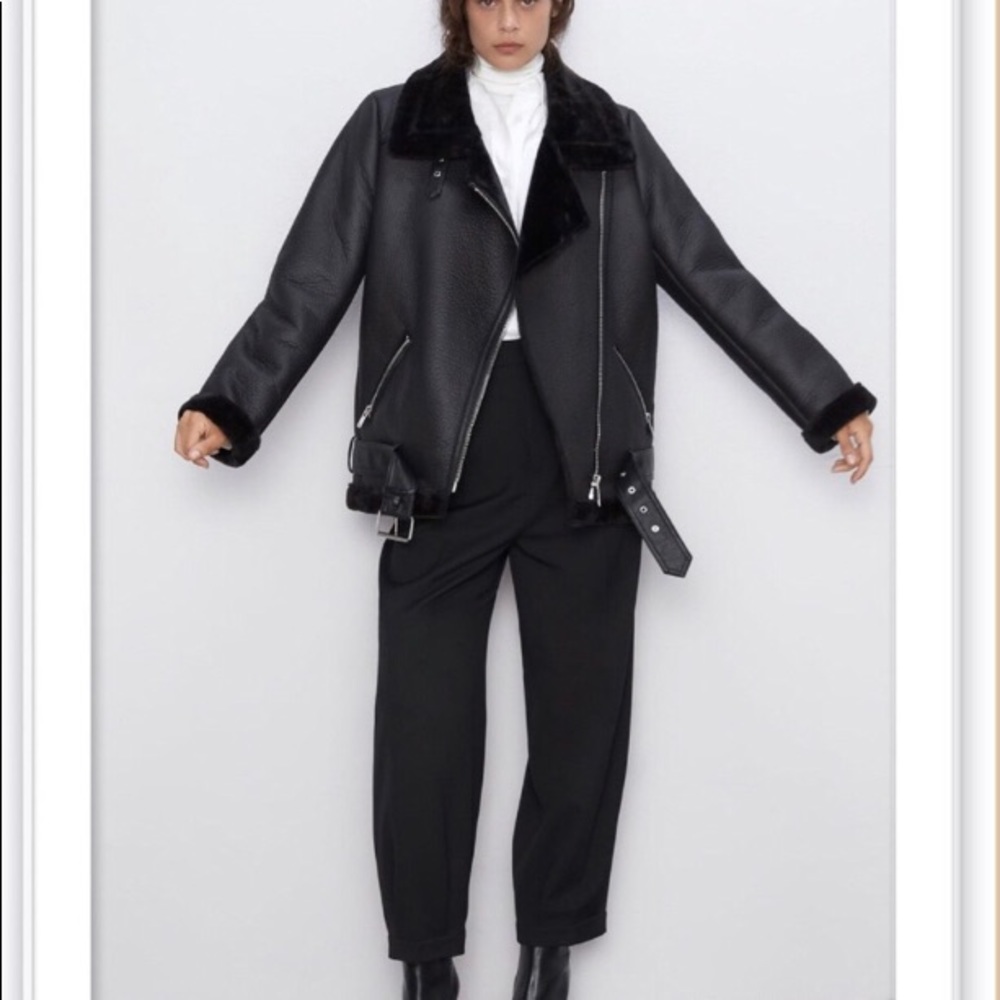 NWT ZARA DOUBLE-FACED BIKER JACKET